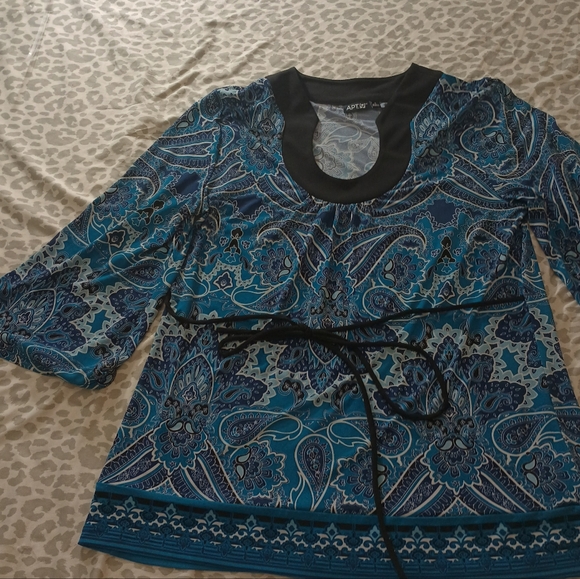 Apt. 9 Blue and Black Paisley Tunic L - Picture 4 of 8